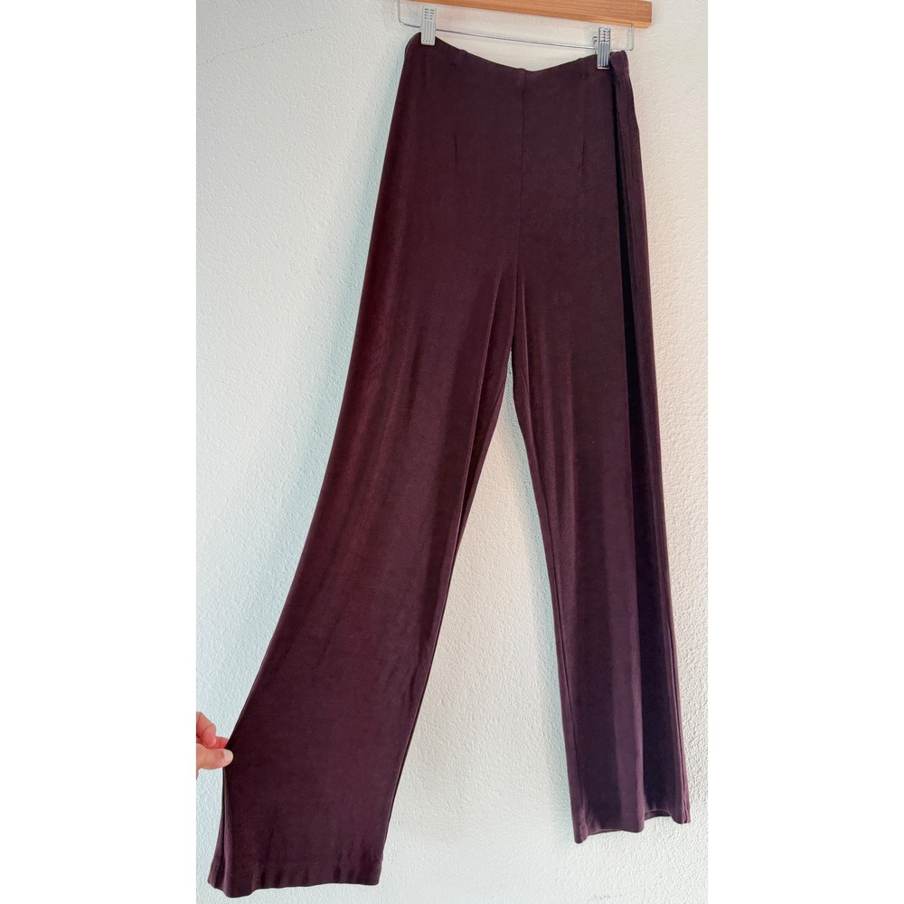 Chicos Travelers Plum Purple Slinky Knit Pants Pull On Elastic Waist Prep Med